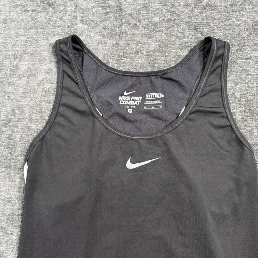 Nike Pro Combat Dri-Fit Fitted Women’s Black Tank-Top Size Medium Activewear - Picture 7 of 10
